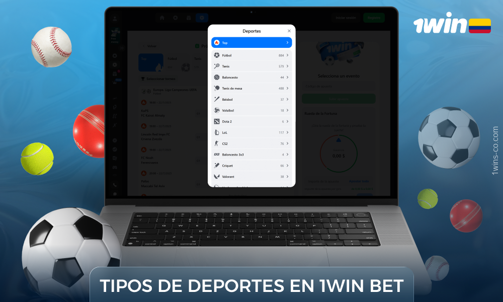 1Win Colombia ofrece más de 40 disciplinas de apuestas deportivas incluyendo fútbol, tenis, baloncesto y más